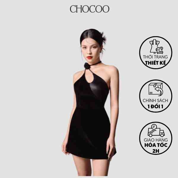 Đầm Rosa Dress Thiết Kế Hở Eo Và Lưng Vải Nhung Cứng Dày Cao Cấp Màu Đen