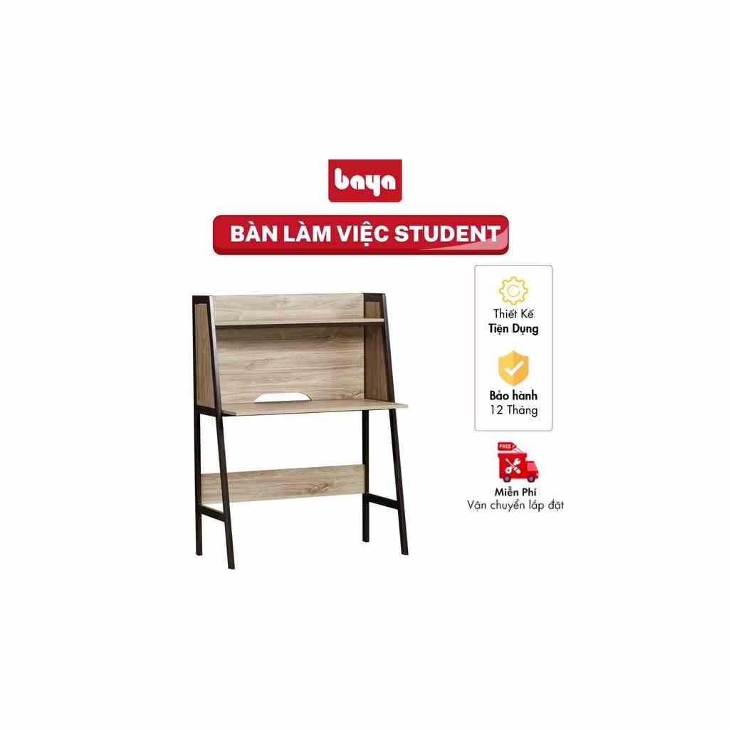 Bàn Làm Việc BAYA STUDENT Làm Từ Gỗ Công Nghiệp Bền Chắc Với Họa Tiết Vân Gỗ Tự Nhiên, D51xW94xH128 1099553