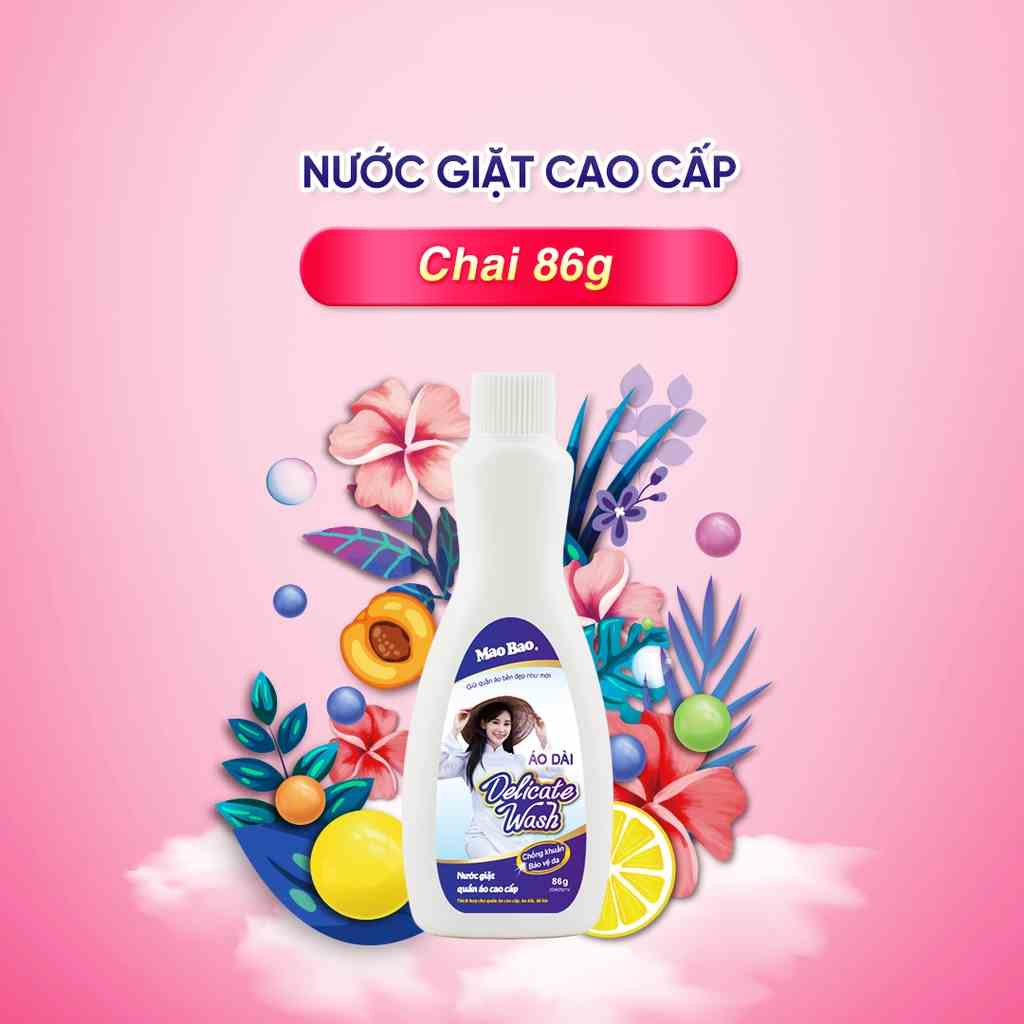 Nước giặt cao cấp Mao Bao 86g giặt đồ lót, quần áo trẻ em, áo dài, bảo vệ da tay, diệt khuẩn, khử mùi, mềm vải