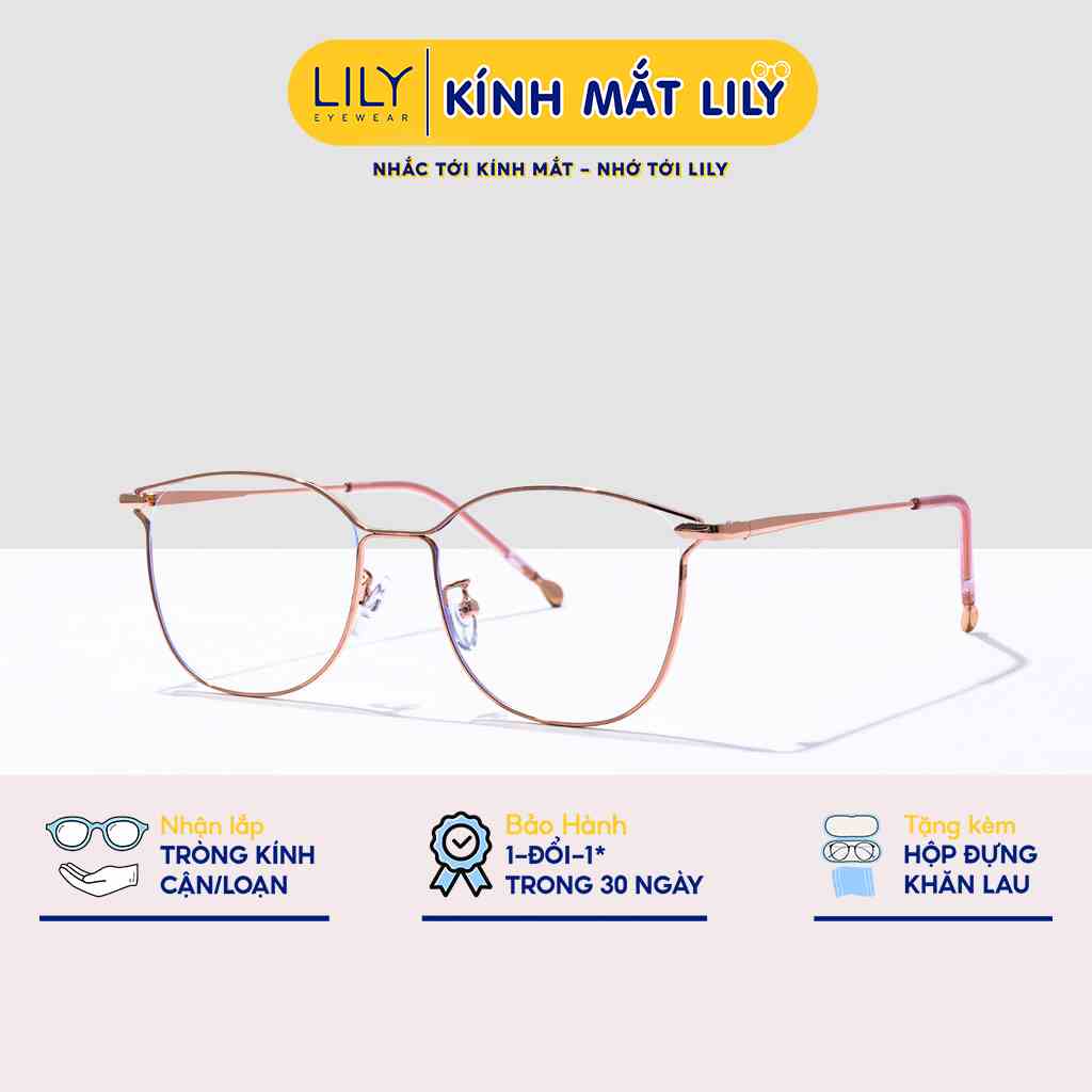 Gọng kính mắt nữ LILYEYEWEAR kim loại thanh mảnh nhẹ nhàng màu sắc kiểu dáng thời trang Hàn Quốc 72835