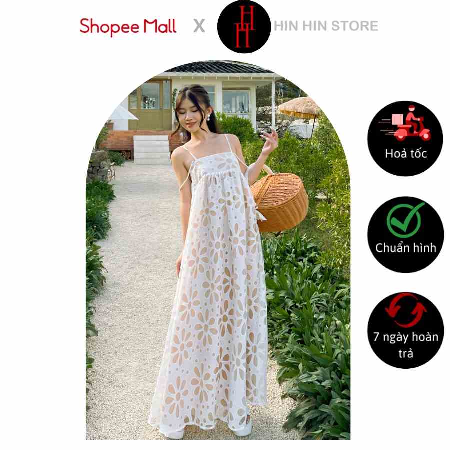 [Mã BMLTB35 giảm đến 35K đơn 99K] Đầm Maxi hai dây dáng babydoll suông dài vân hoa HDC109 Hỉn Hỉn Store