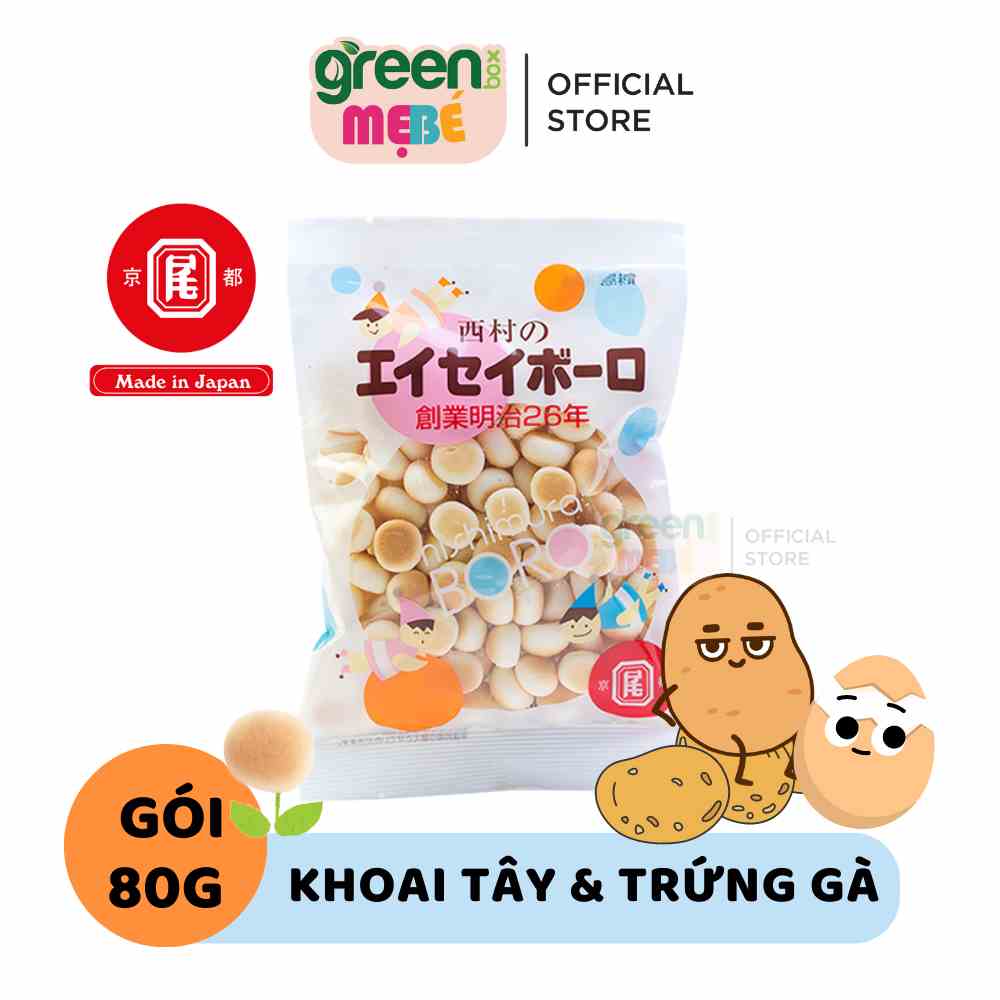 Bánh ăn dặm cho bé BORO Nhật Bản khoai tây và bột canxi vỏ trứng 80g ngậm 5 giây tan ngay trong miệng