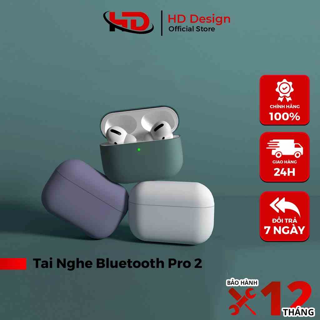 Tai Nghe Bluetooth Không Dây Pro 2 - Chất Âm Cực Tốt Vuốt Tăng Giảm Âm Lượng - Chính Hãng HD Design