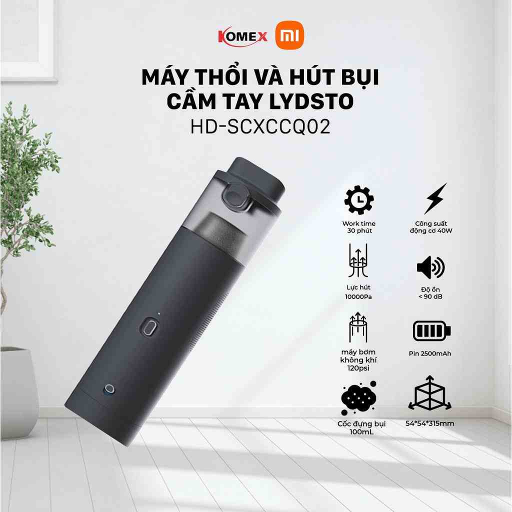 Máy hút bụi cầm tay Xiaomi Lydsto CQ02 SCXCCQ02 Tích hợp bơm xe ô tô, lực hút siêu mạnh, tự động điều chỉnh lực hút