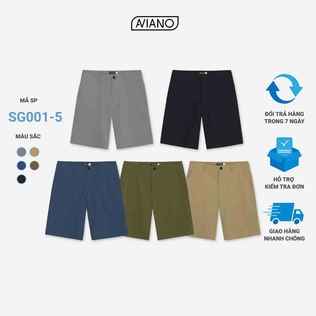 Quần Đùi Nam AVIANO Chất Aircool Co Giãn 4 Chiều Cạp Cúc, Quần Short Nam 5 Màu Basic Dễ Dàng Phối Đồ