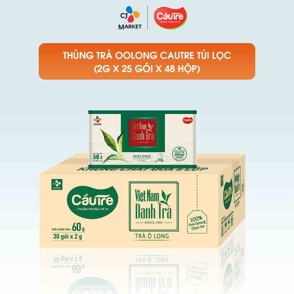 [Siêu tiết kiệm] Thùng 48 hộp Trà Oolong Cầu Tre Túi Lọc - Hộp 50g (25 gói) x 48 hộp