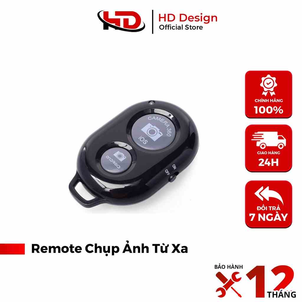 Nút Remote Shutter - Nút Bấm Bluetooth Điều Khiển Từ Xa Chụp Ảnh Tự Động Cho Điện Thoại - Chính Hãng HD Design