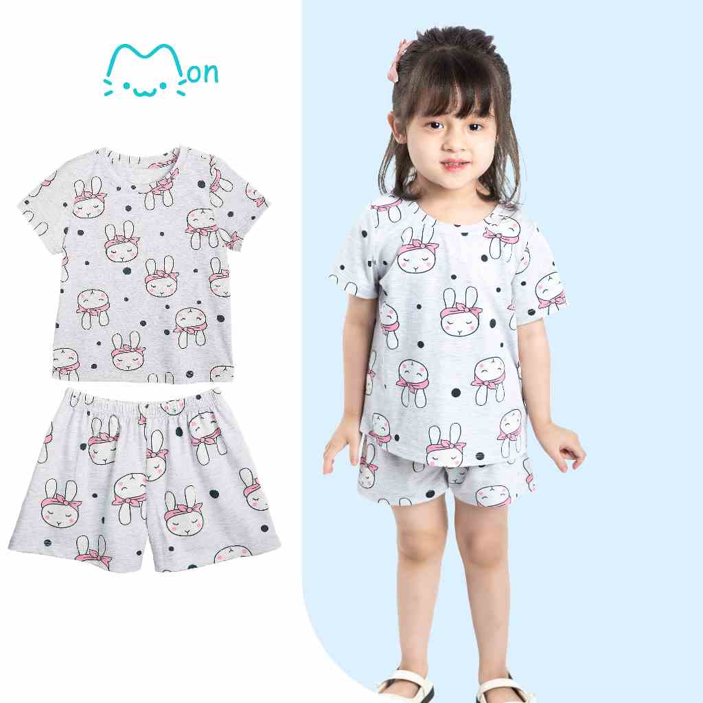 Đồ bộ bé gái hình thỏ con, đồ bộ trẻ em chất cotton xinh xắn từ 2,3,4,5,6T MonBabies BCTG23S010