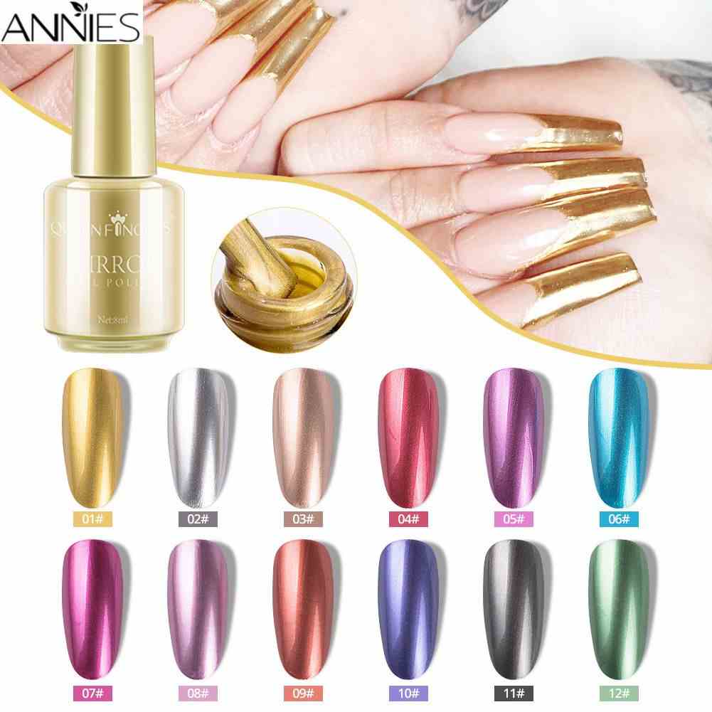 Sơn Gel Hot Màu Tráng Gương Bạc Sơn Móng Tay Tráng Gương Mau Khô Lâu Trôi Không Lộ 8ml 12 Màu Sắc Tùy Chọn Hiệu Zhifei