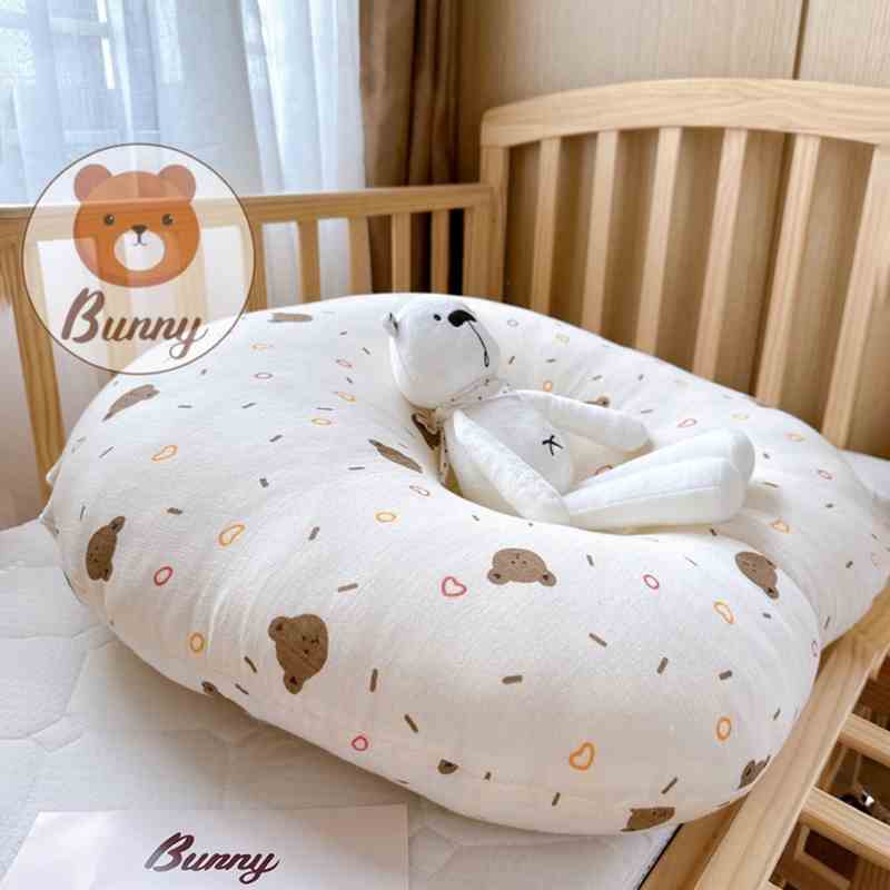 Gối chống trào ngược cho bé sơ sinh KidAndMom Bunny vải xô Muslin cao cấp