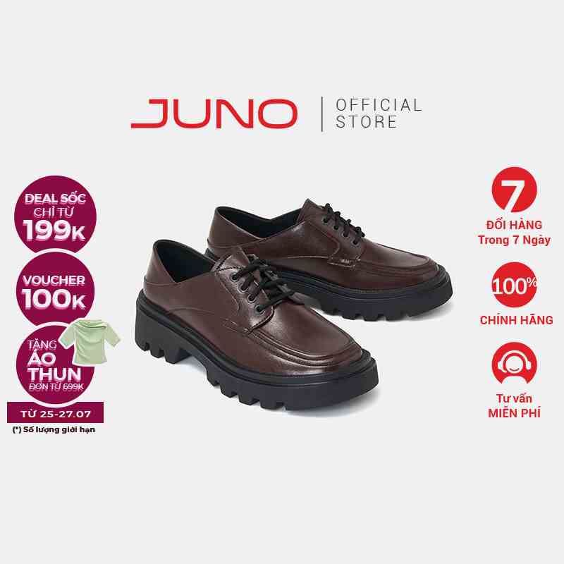 Giày Búp Bê Nữ 5cm Thời Trang JUNO Kiểu Chunky Oxford BB05001