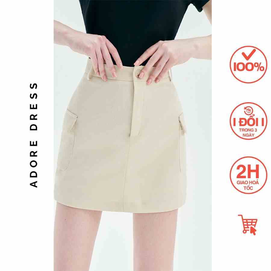 Quần Skorts casual style tech lóng vuông trơn cream túi ốp 313SK4005 ADORE DRESS