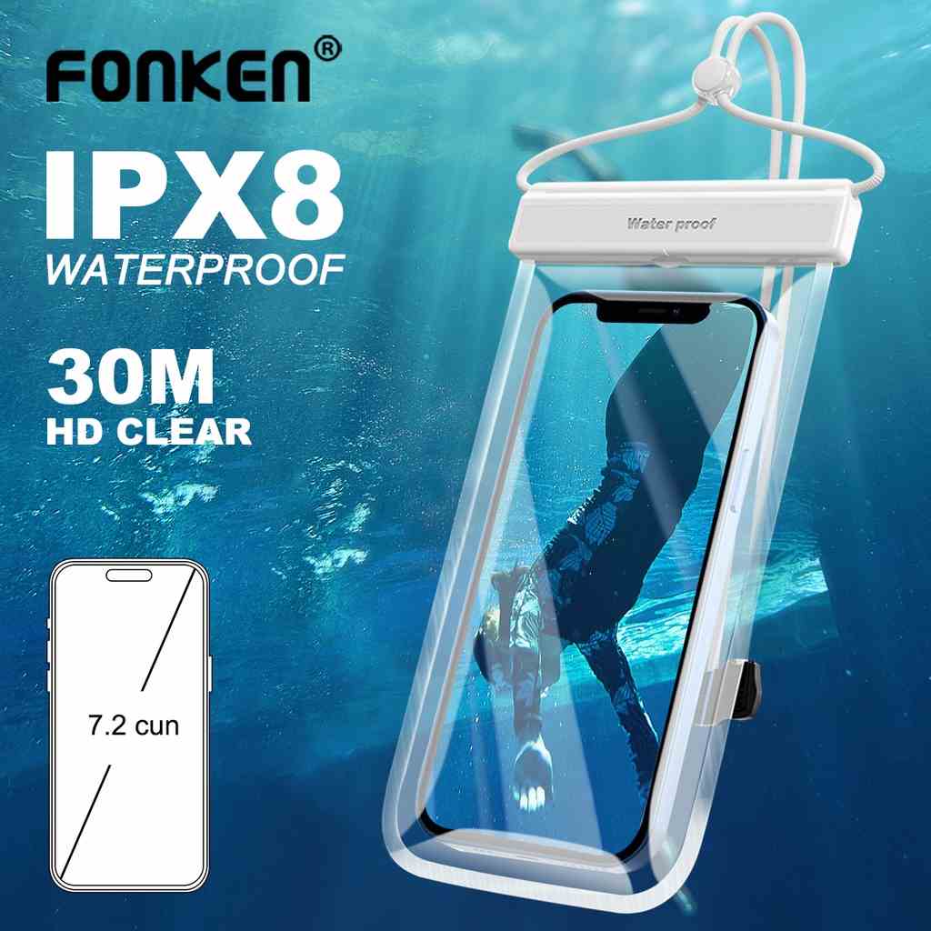 Túi đựng điện thoại FONKEN chống thấm nước IPX8 Max 7.2 Inch dùng khi đi bơi