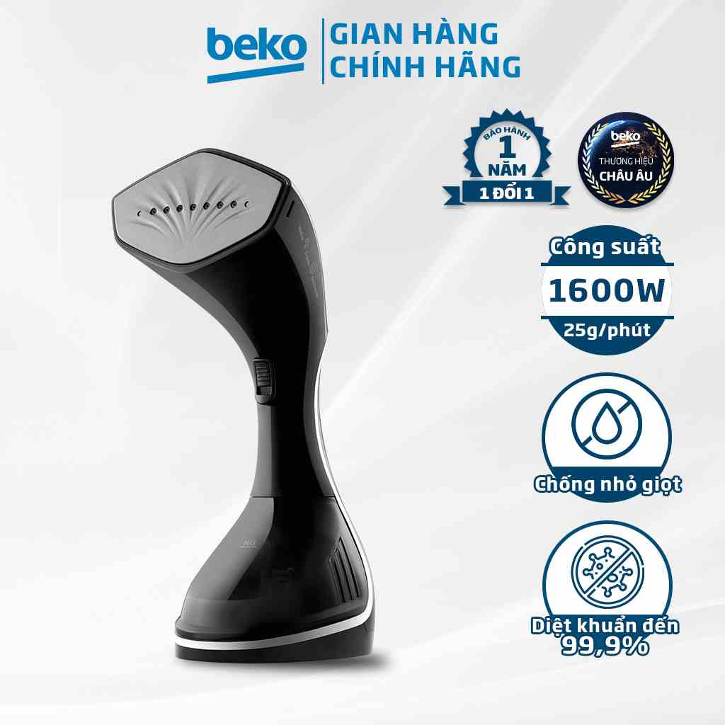 Bàn Ủi Hơi Nước Cầm Tay BEKO 1600W Mặt Đế Ceramic Chống Dính Có Màn Hình Led, Loại Bỏ Vi Khuẩn Trên Quần Áo - STM4116B