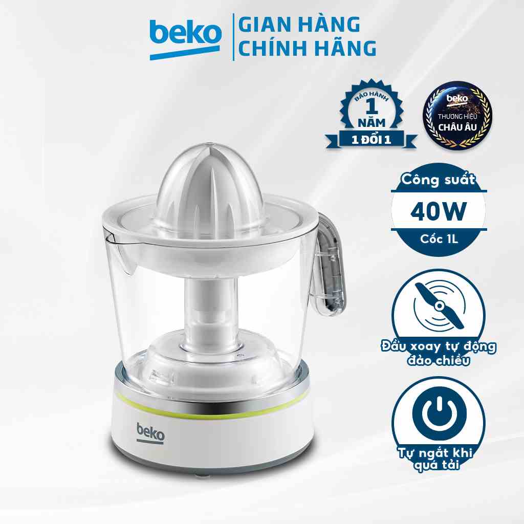 Máy Vắt Cam BEKO 1L Công Suất 40W, Gồm 2 Đầu Vắt Tự Động Đảo Chiều Không Gây Đắng Khi Dùng - CJB5103W