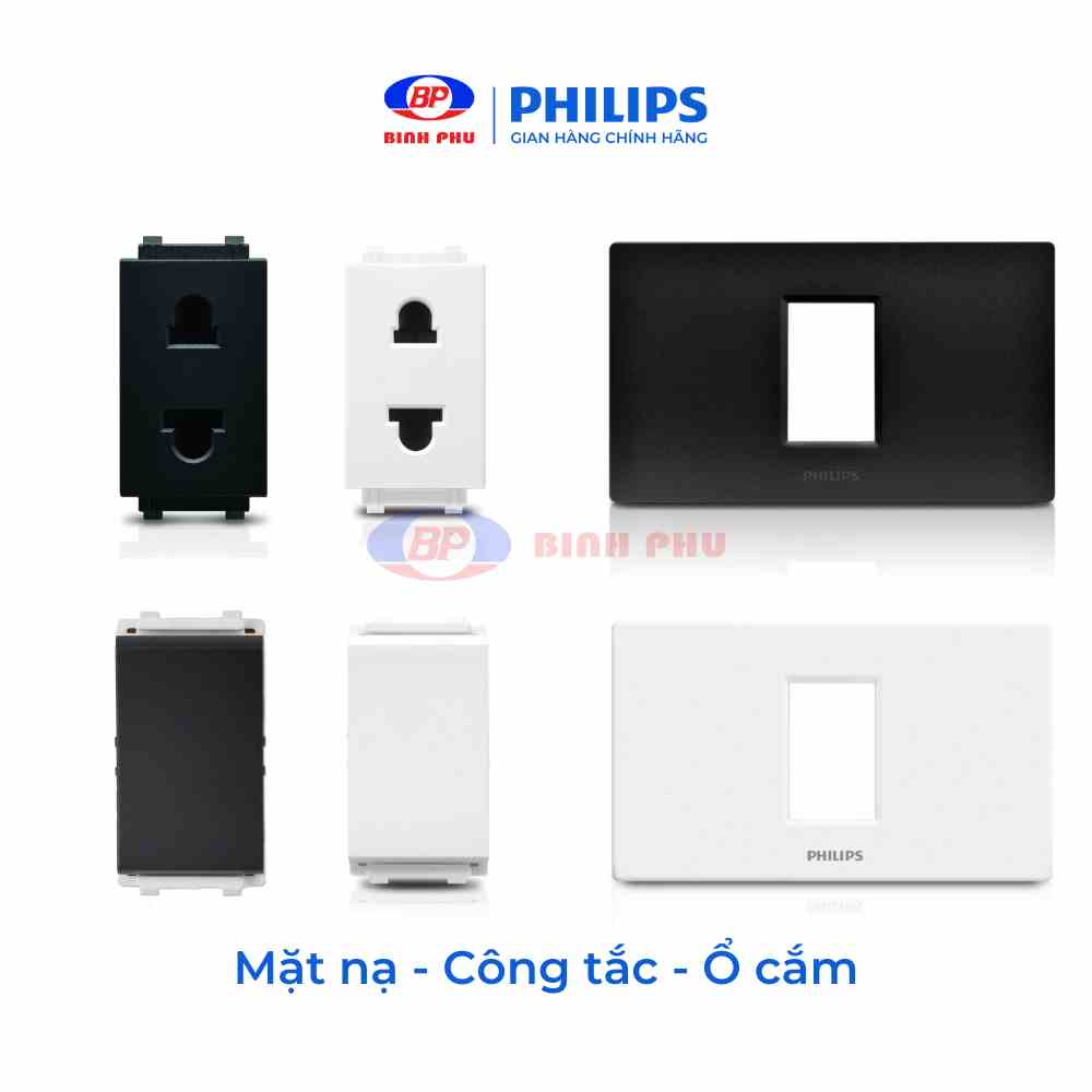 Mặt nạ, Công Tắc, Ổ Cắm, PHILIPS âm tường dạng cắm nhanh LeafStyle - Dòng cắm nhanh, không bắt vít