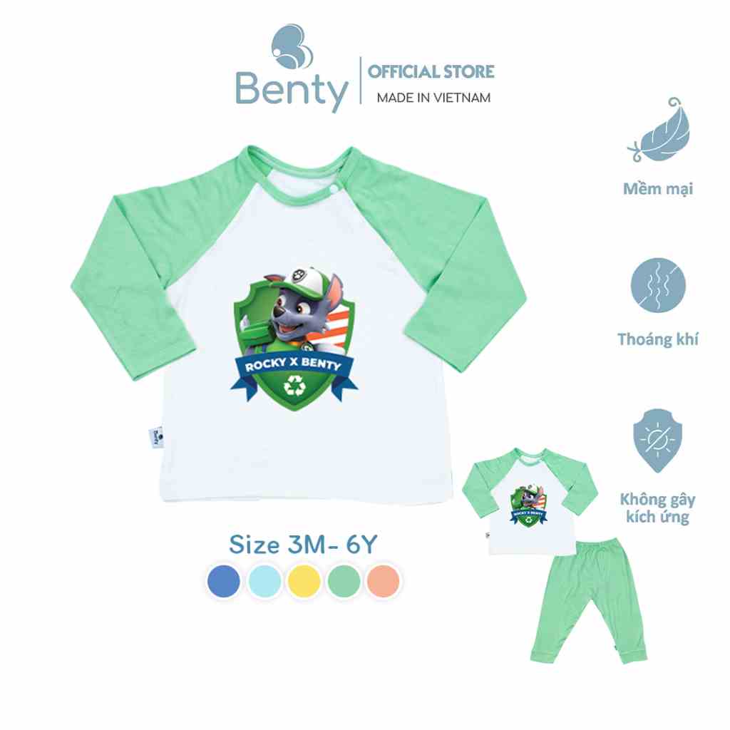 Dài tay cài chéo in hình Paw Patrol BENTY cotton mềm mịn hình in sắc nét, đồ bộ bé trai, bé gái