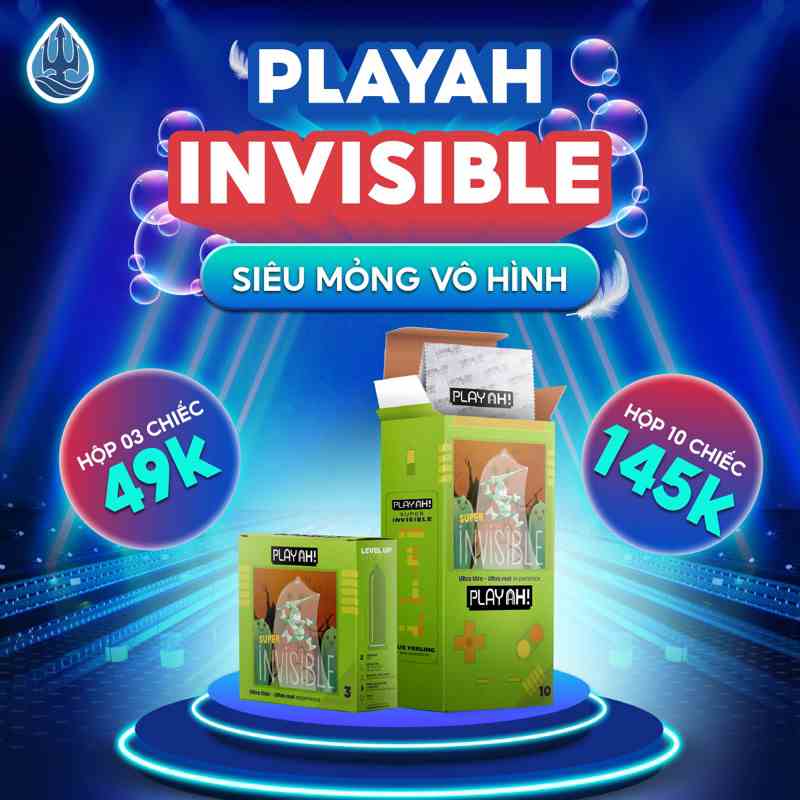 [Mã BMLTB35 giảm đến 35K đơn 99K] Bao Cao Su PLAYAH Super Invisible Siêu Mỏng Size 52mm Hộp 10c, Hộp 3c Ocean Man