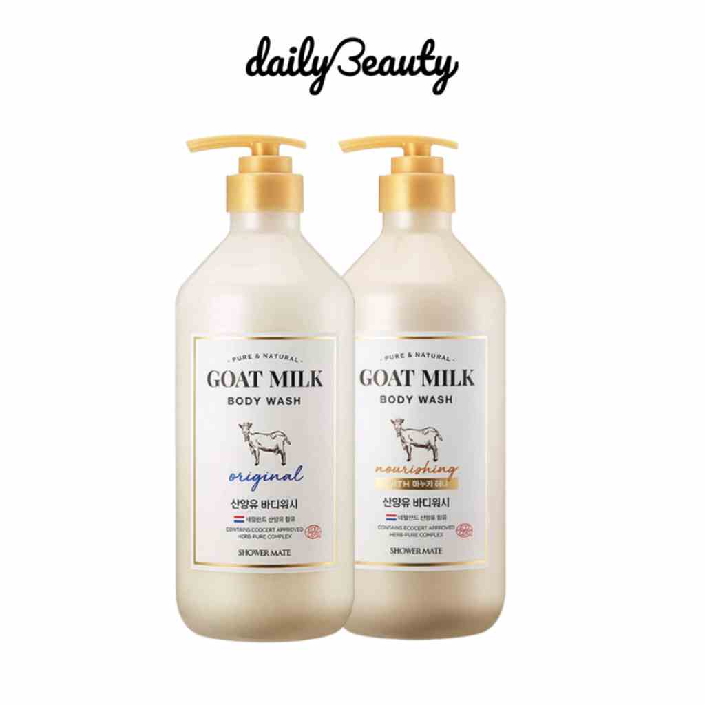 Sữa tắm dê dưỡng ẩm Hàn Quốc Shower Mate Goat Milk chống lão hoá, chăm sóc cho làn da mềm mịn 800ml Daily Beauty