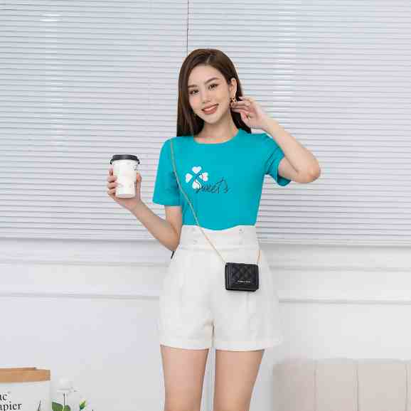 Áo phông form vừa in hình chất liệu Cotton Compact LOZA - PT302221