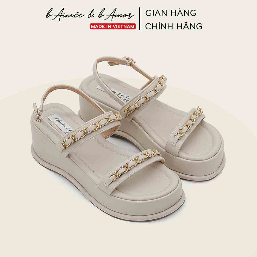 Sandal nữ quai hậu Chain Buckled 5p phối quai xích đế bằng bánh mì bAimée & bAmor - MS3038