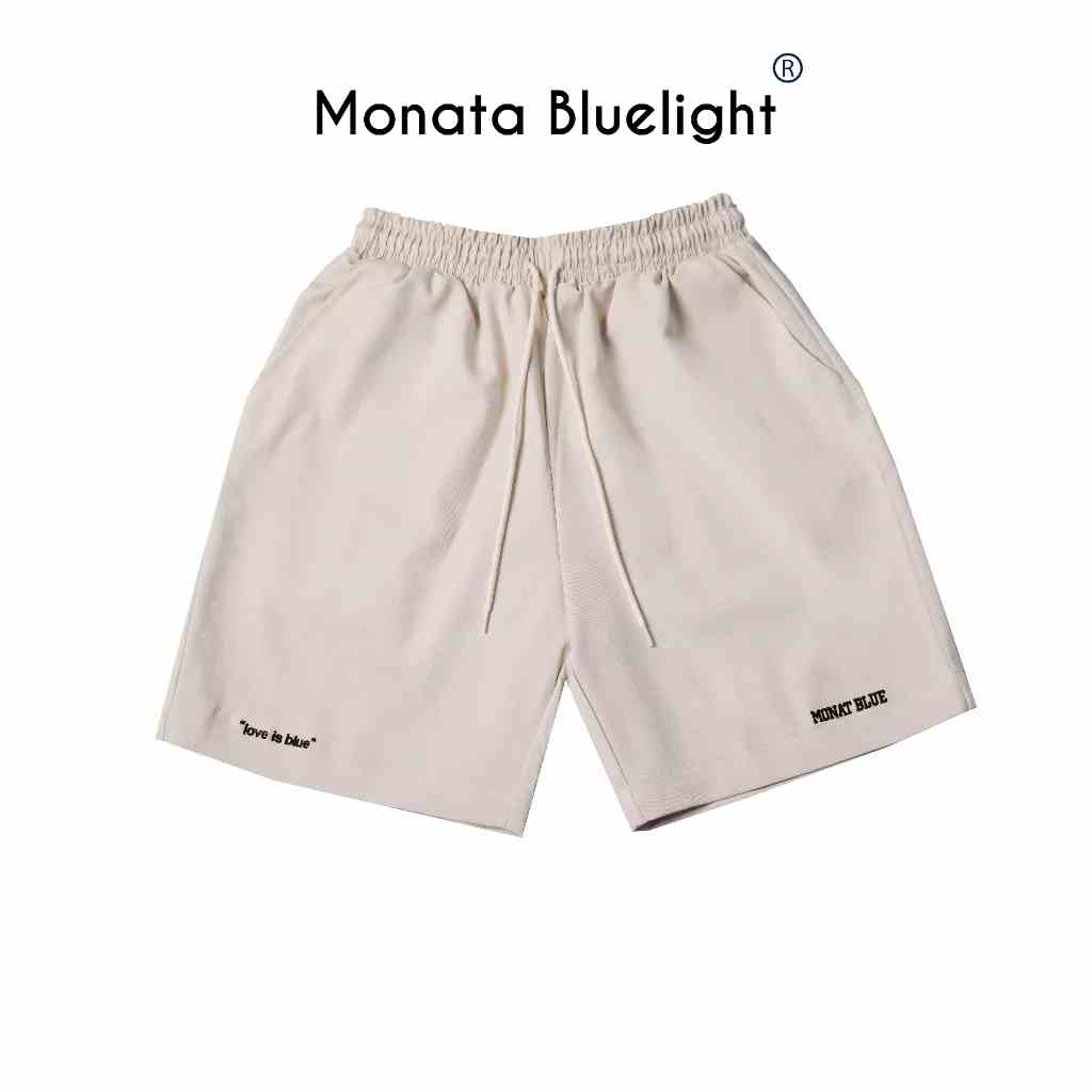 [Mua 2 giảm 7%] MONATA BLUELIGHT Cream - Quần short đùi Kaki mềm cao cấp unisex