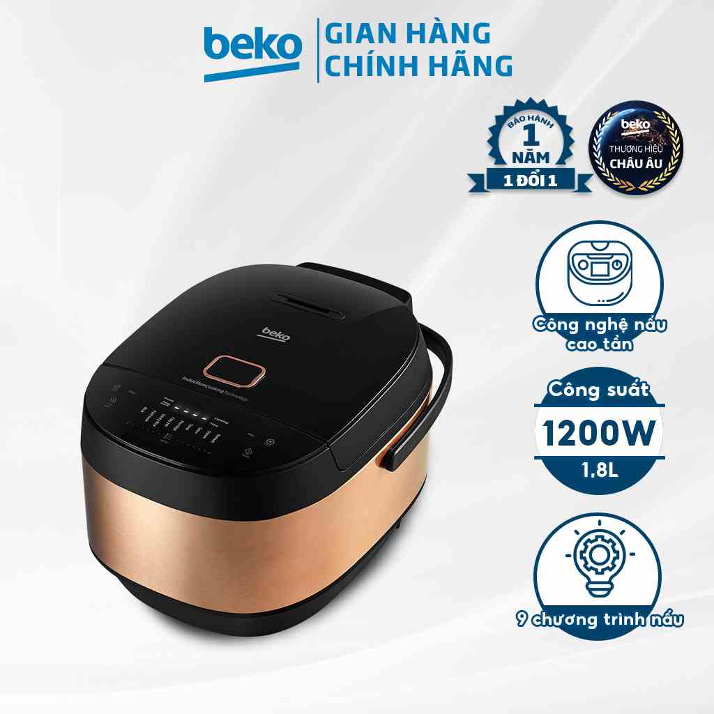 Nồi Cơm Điện Tử Cao Tần BEKO 1,8L Công Suât 1200W, Chống Dính Vượt Trội Với 9 Chương Trình Nấu - RCI80143B