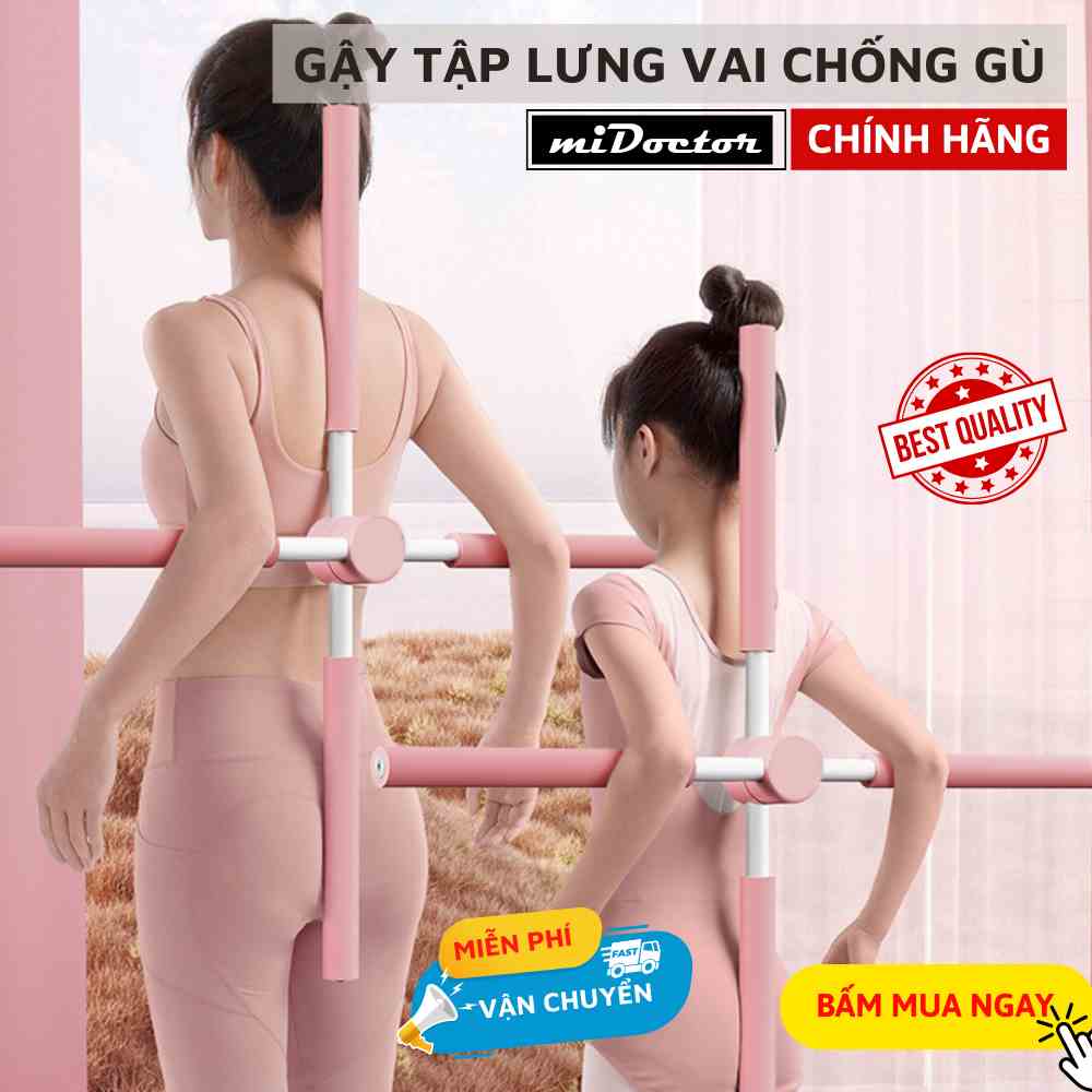 Gậy Tập Lưng, Vai, Chống Gù, Uốn Thẳng Lưng, Gậy Tập Yoga Bằng Thép Không Gỉ   - HÀNG CHÍNH HÃNG miDoctor