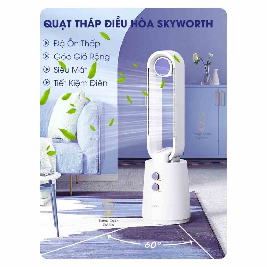 Quạt Điều Hoà Energy Green Lighting Skyworth Q835 - Quạt Tháp Không Cánh - Quạt Cây Đứng Siêu Mát,Tiện Lợi - Hẹn Giờ Tắt