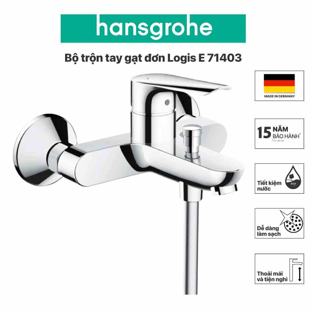 [Mã BMLTA35 giảm đến 35K đơn 99K] Bộ trộn nóng lạnh nhà tắm tay gạt đơn HANSGROHE Logis E 71403