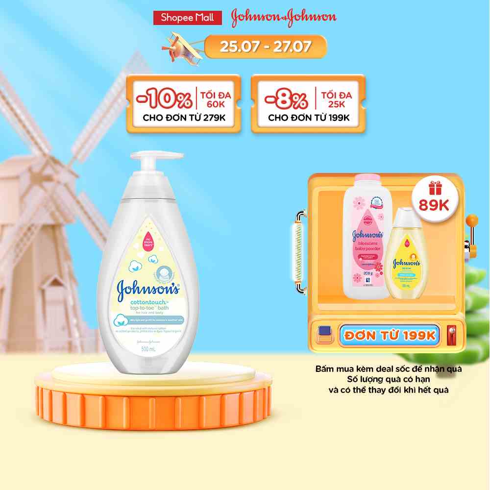 Sữa tắm gội toàn thân mềm mịn Johnson baby bath Cotton touch 500ml (MỚI) - 100977934