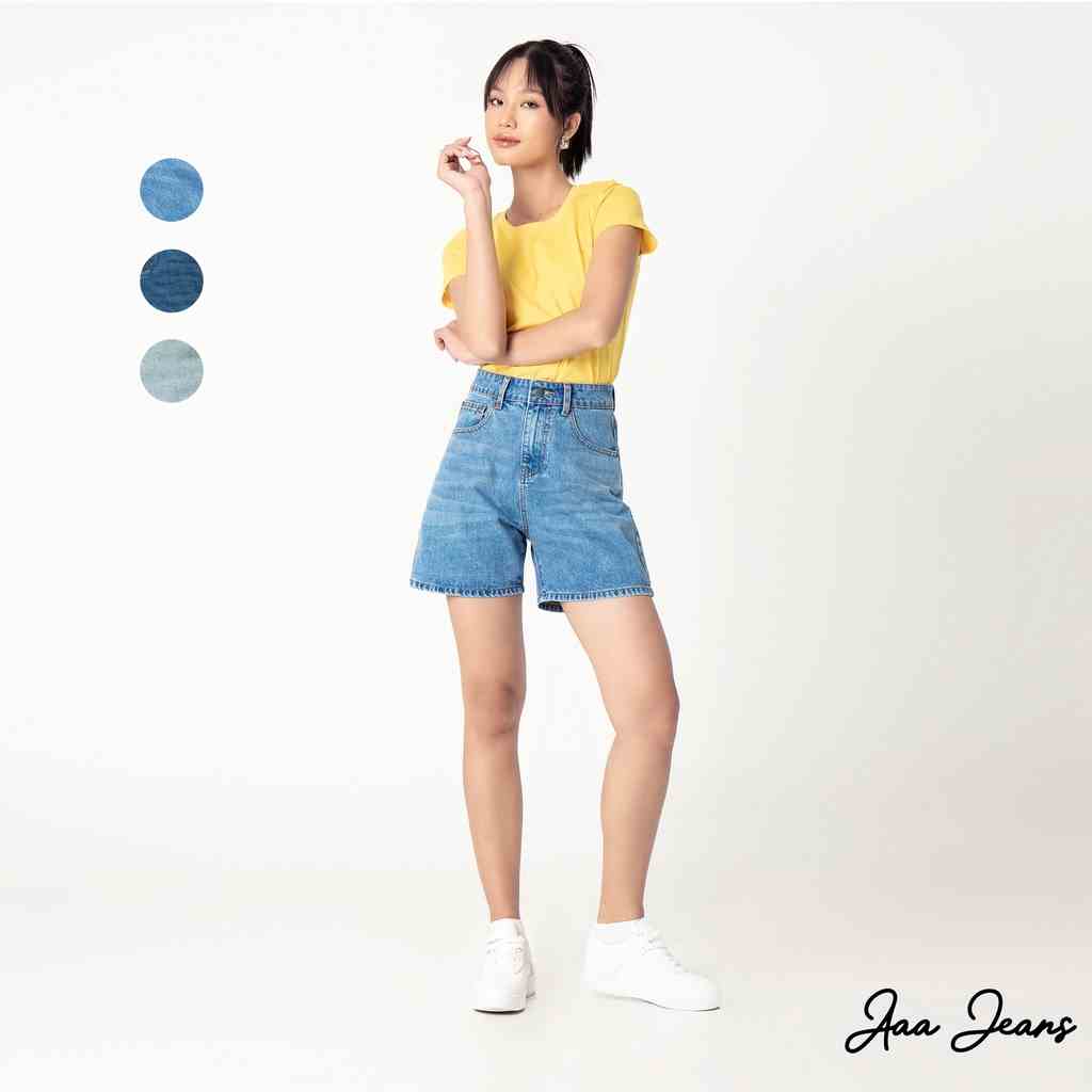 Quần short jean nữ ngắn lưng cao regular fit Aaa Jeans