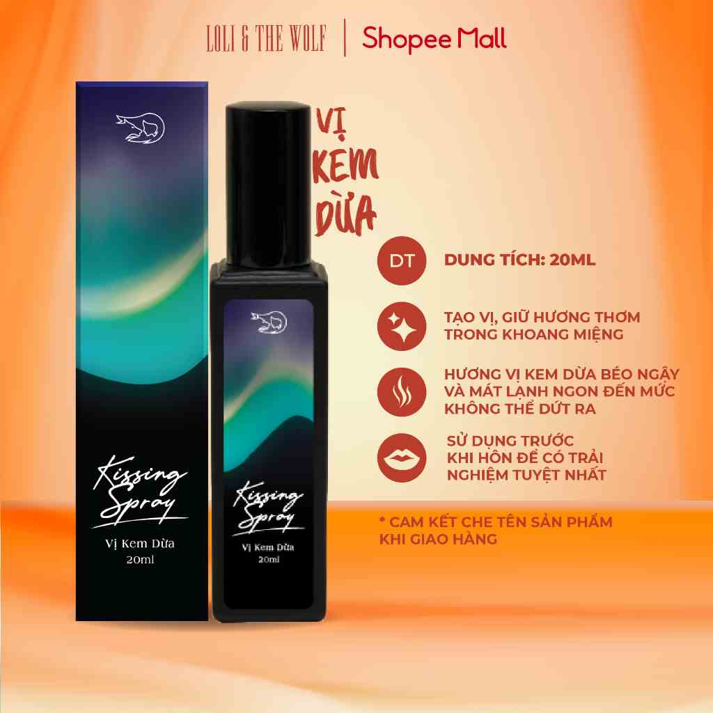 Xịt Thơm Miệng Kissing Spray Loli And The Wolf Vị Kem Dừa Vani Ngọt Ngào Béo Ngậy Chai 20ml