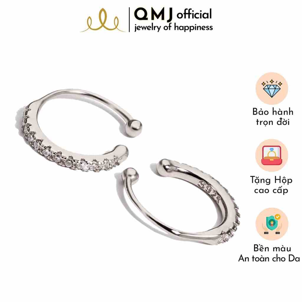 Khuyên tai bạc 925 kẹp vành tai Shinny QMJ nam nữ đính đá Unisex không cần bấm lỗ cá tính, đơn giản Q258