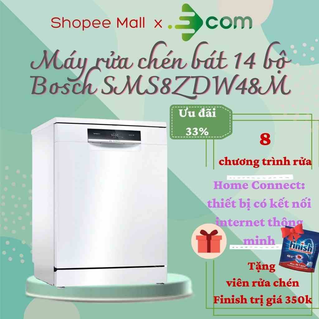 MÁY RỬA BÁT ĐỘC LẬP BOSCH SMS8ZDW48M, 8 chương trình rửa 14 bộ bát đĩa châu âu