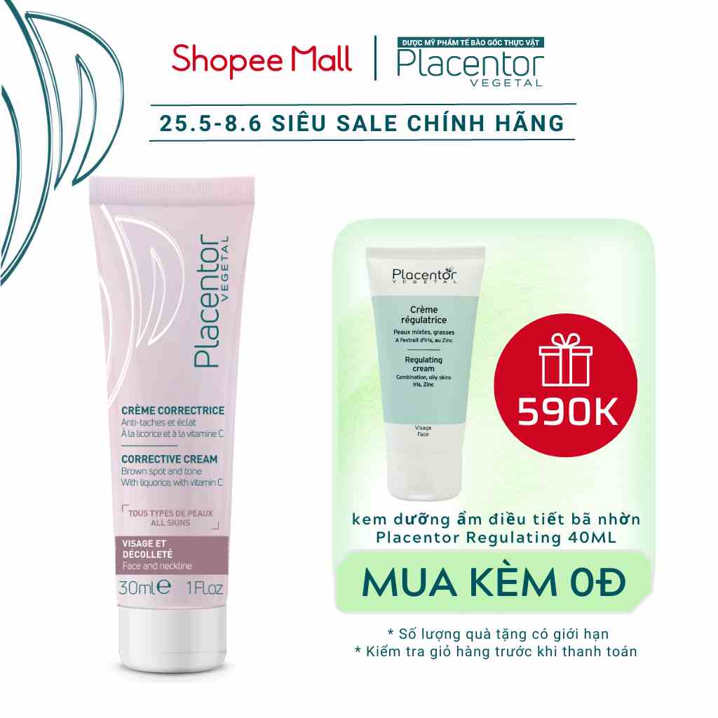 [Mã BMLTA35 giảm đến 35K đơn 99K] Kem giảm đốm nâu, thâm nám Placentor Corrective Cream 30ml