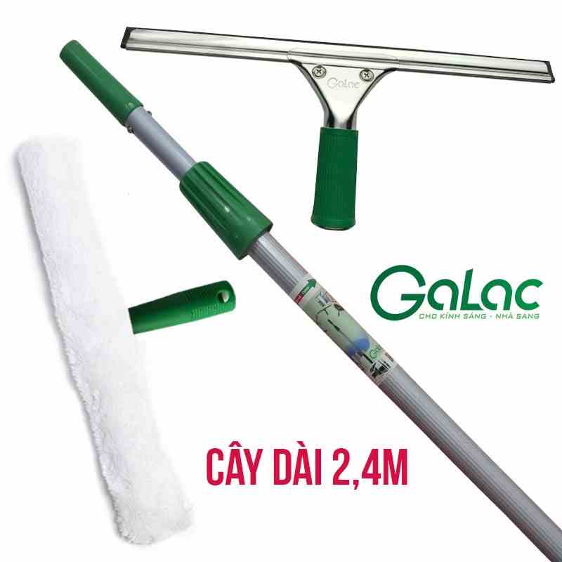 Bộ dụng cụ lau kính cán dài 2,4m Galac-02 dùng làm sạch cửa kính cao dưới 4m