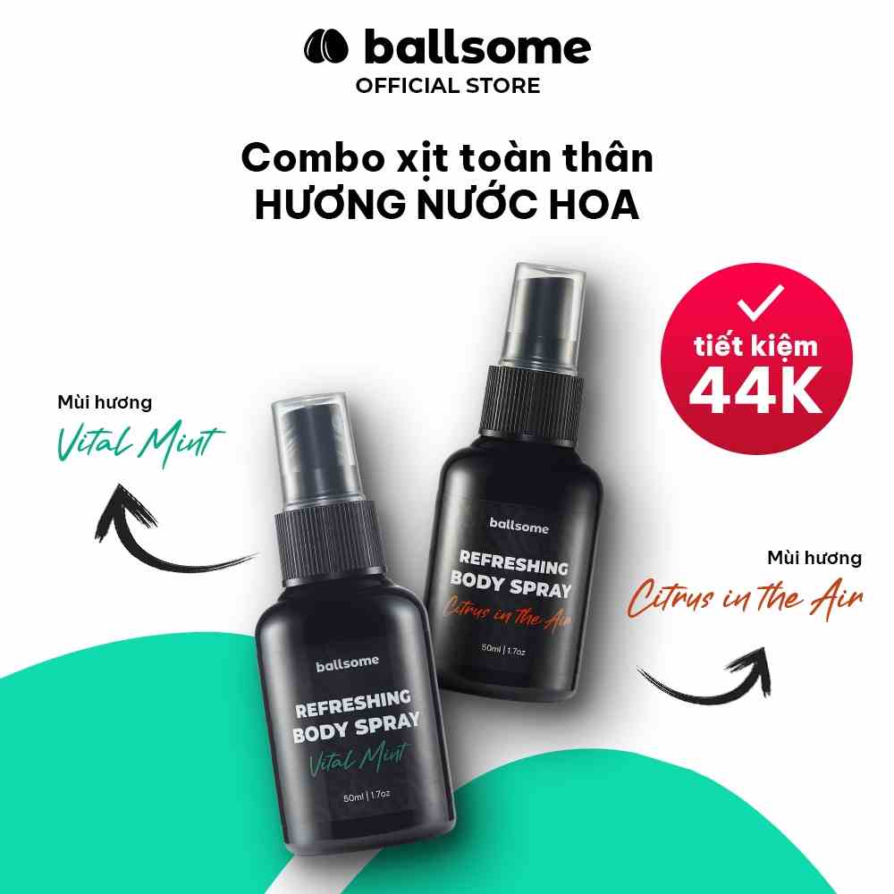 [Mã BMLTB35 giảm đến 35K đơn 99K] Combo 02 Xịt Thơm Toàn Thân Hương Nước Hoa Ballsome Body Spray 50ml x 2