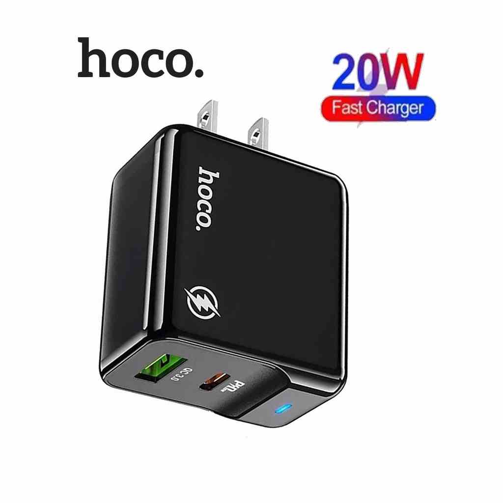 [Mã BMLTA35 giảm đến 35K đơn 99K] Củ sạc Hoco HK27 sạc nhanh PD20W chân dẹt cổng USB /Type-C , QC3.0 ( Đen )