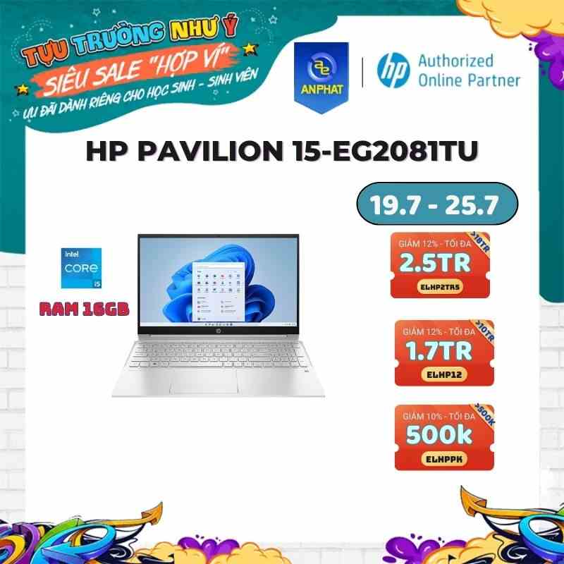 [Mã ELHP12 giảm 12% đơn 10TR] Laptop HP Pavilion 15-eg2082TU (Core i5-1240P | 15.6 inch FHD)