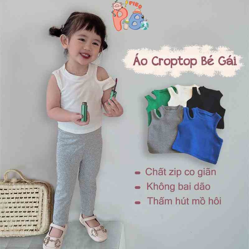 Áo Croptop Bé Gái Kiểu Xẻ Vai Năng Động Chất Zip Co Dãn 4 Chiều, Dễ Phối Đồ - BabyBoo - PiBo Store