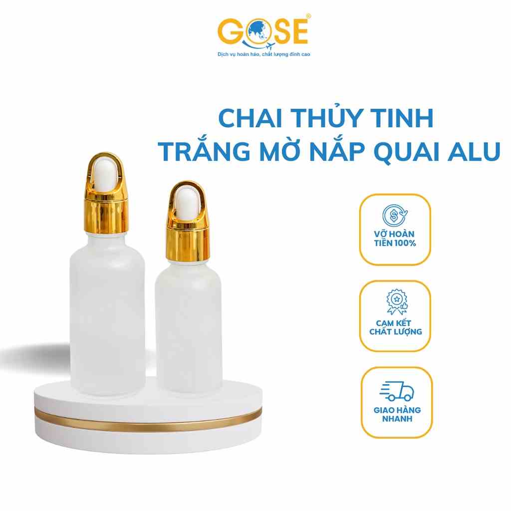 [Mã BMLTB35 giảm đến 35K đơn 99K] Lọ thủy tinh chiết tinh dầu GOSE thân mờ bộ chiết mỹ phẩm thiết kế nắp bóp quai alu