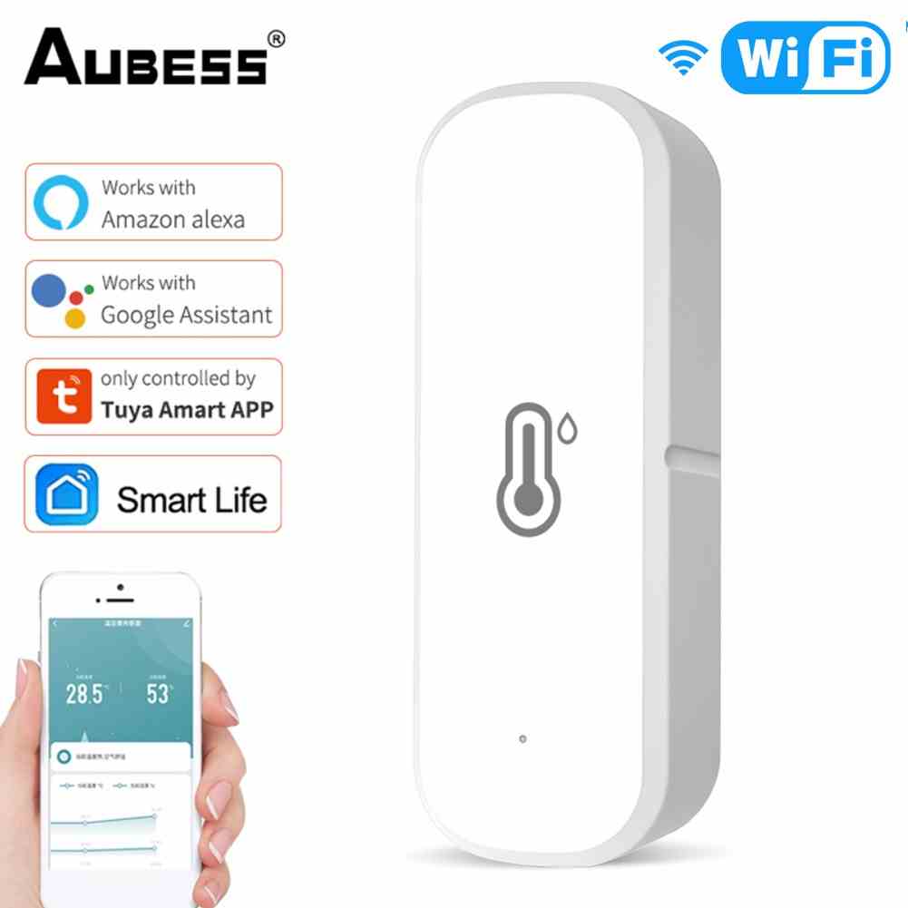 Cảm biến nhiệt độ và độ ẩm Aubess qua ứng dụng Tuya Wi-fi Smartlife cho nhà thông minh hoạt động với Alexa Google Home