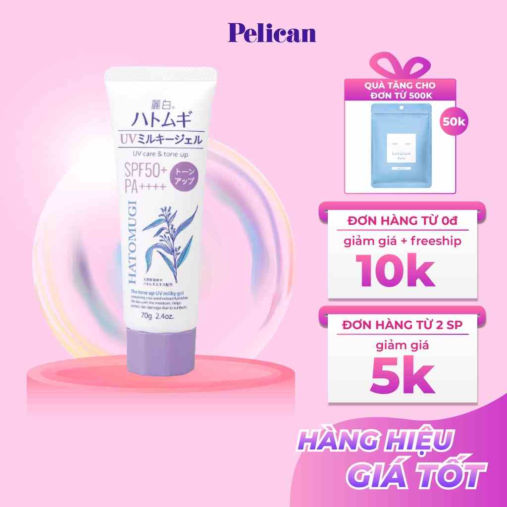 Kem chống nắng Hatomugi UV Care & Moisturizing SPF50+ PA++++ nang tone dưỡng ẩm và làm sáng da 80g