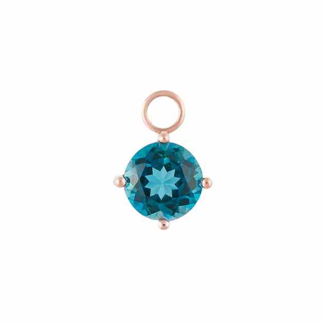 PRIMA Charm Bông Tai Vàng 9K - Kim Cương & Đá London Blue Topaz (1 Chiếc) - BST HUGGIE