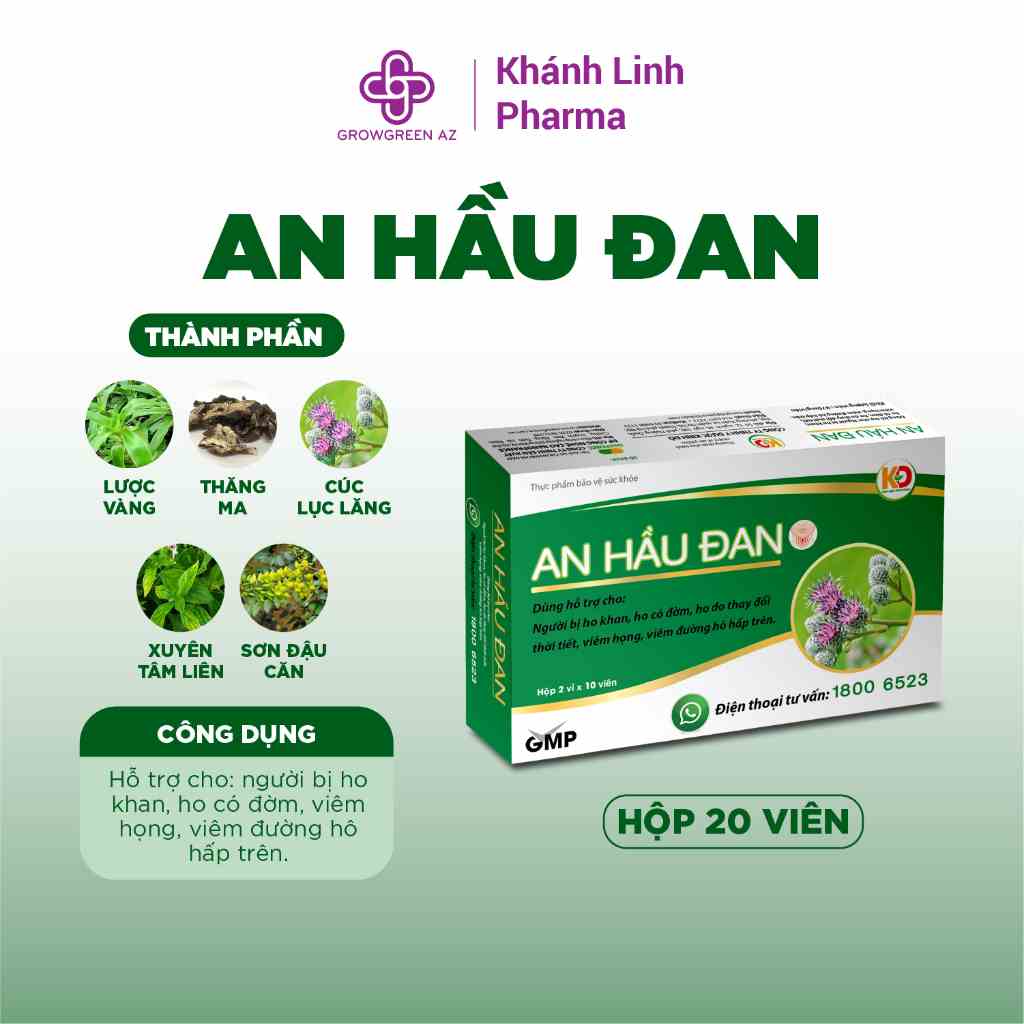 AHĐ-Viên Ngậm Ho Thảo Dược An Hầu Đan Zlove Giảm viêm họng hạt, viêm amidan, khàn tiếng, ho có đờm (Hộp 20 viên)