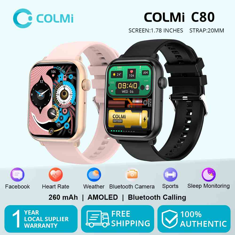 Đồng Hồ Thông Minh COLMI C80 1.78 Inches AMOLED 260Mah Bluetooth Gọi Điện Thoại Bằng Silicone 20MM