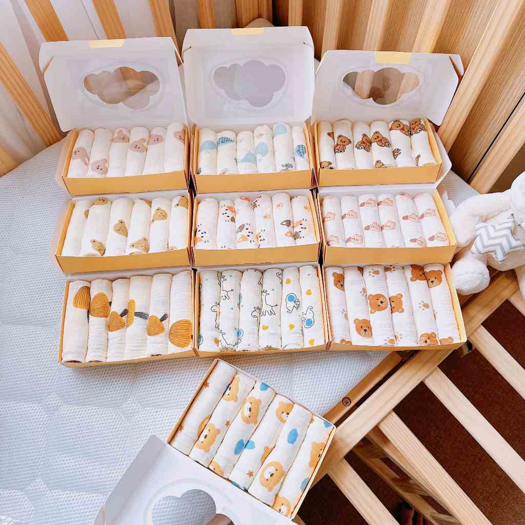 Set 6 Khăn sữa sợi tre Muslin Kidsworld Bunny siêu mềm an toàn cho chất liệu khổng đổ lông, càng giặt càng mềm