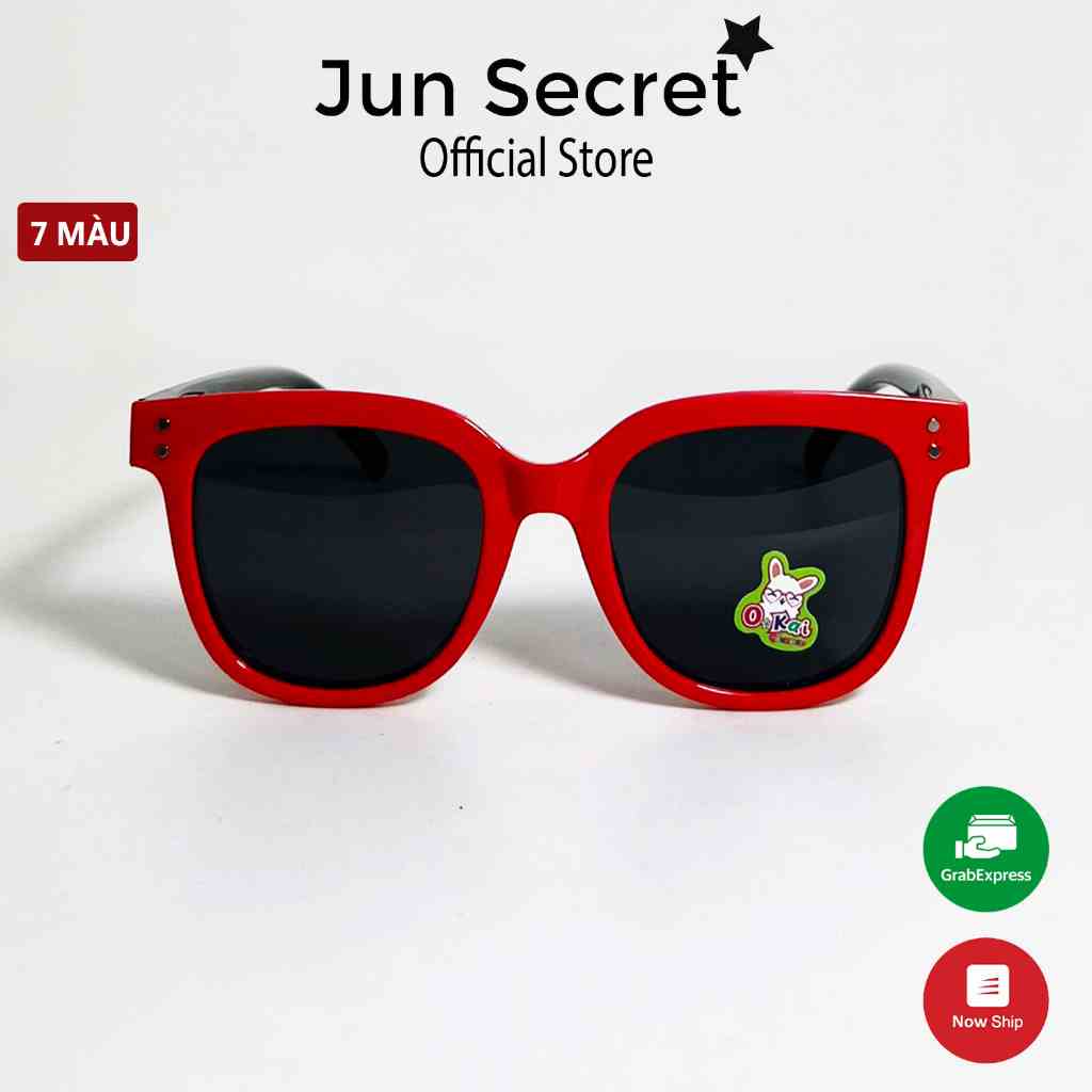 Kính mát trẻ em thời trang Jun Secret gọng nhựa dẻo form ôm mặt, tròng chống tia UV dành cho bé JS11018ĐEN