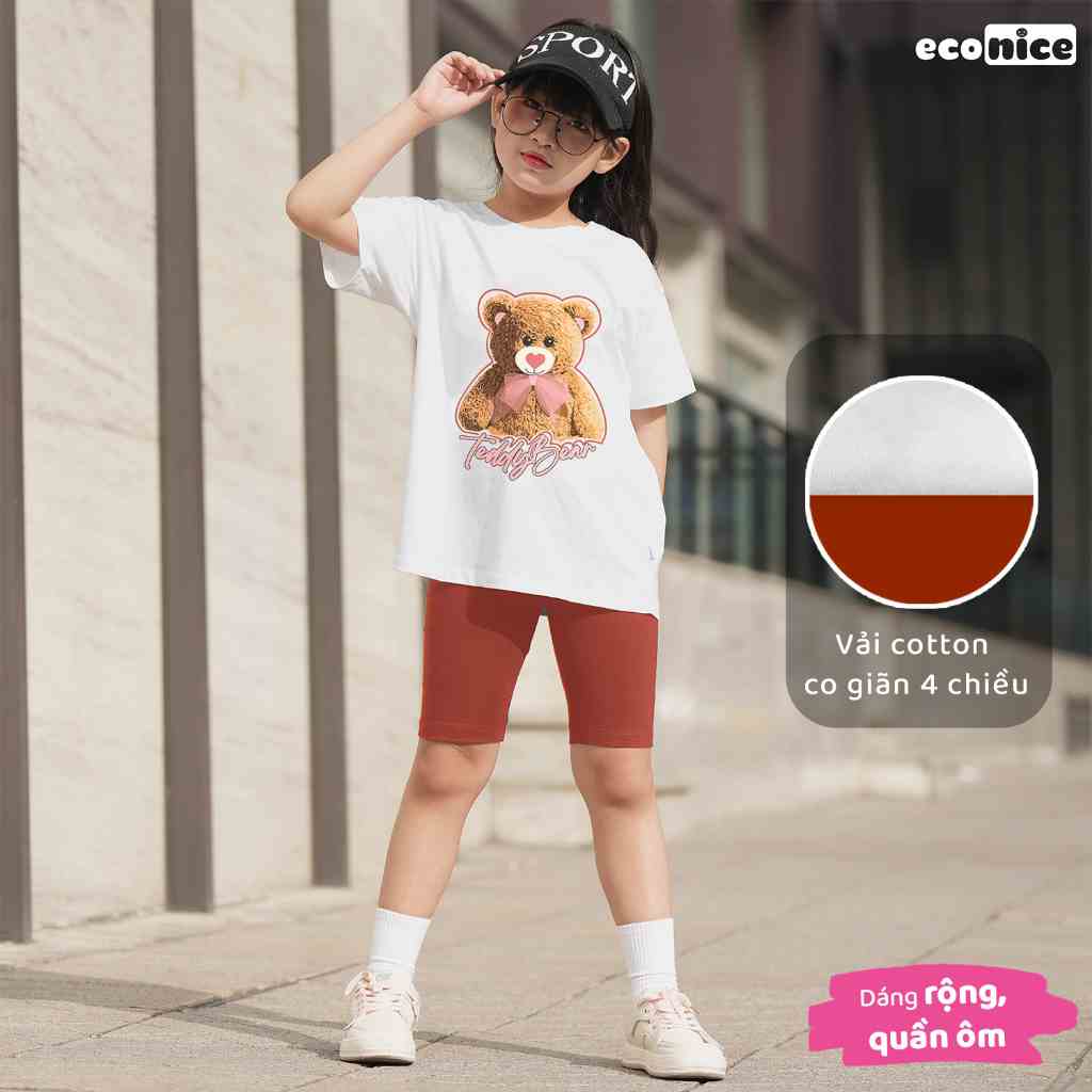 Đồ bộ quần áo thun cotton cho bé gái mặc mùa hè Econice B110. Size đại trẻ em 2, 3, 4, 5, 6, 7, 8, 9, 10, 12,13 tuổi